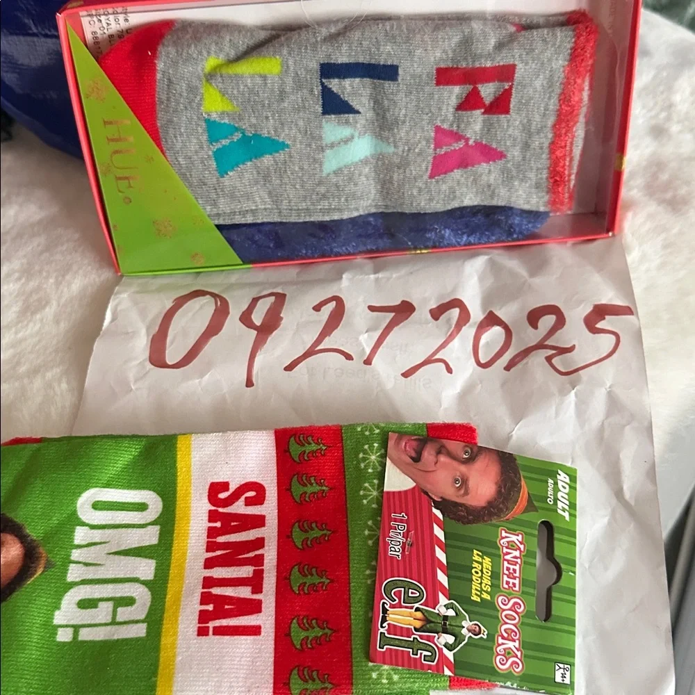 NWT ELF Festive Knee Socks & FA LA LA Sock Set